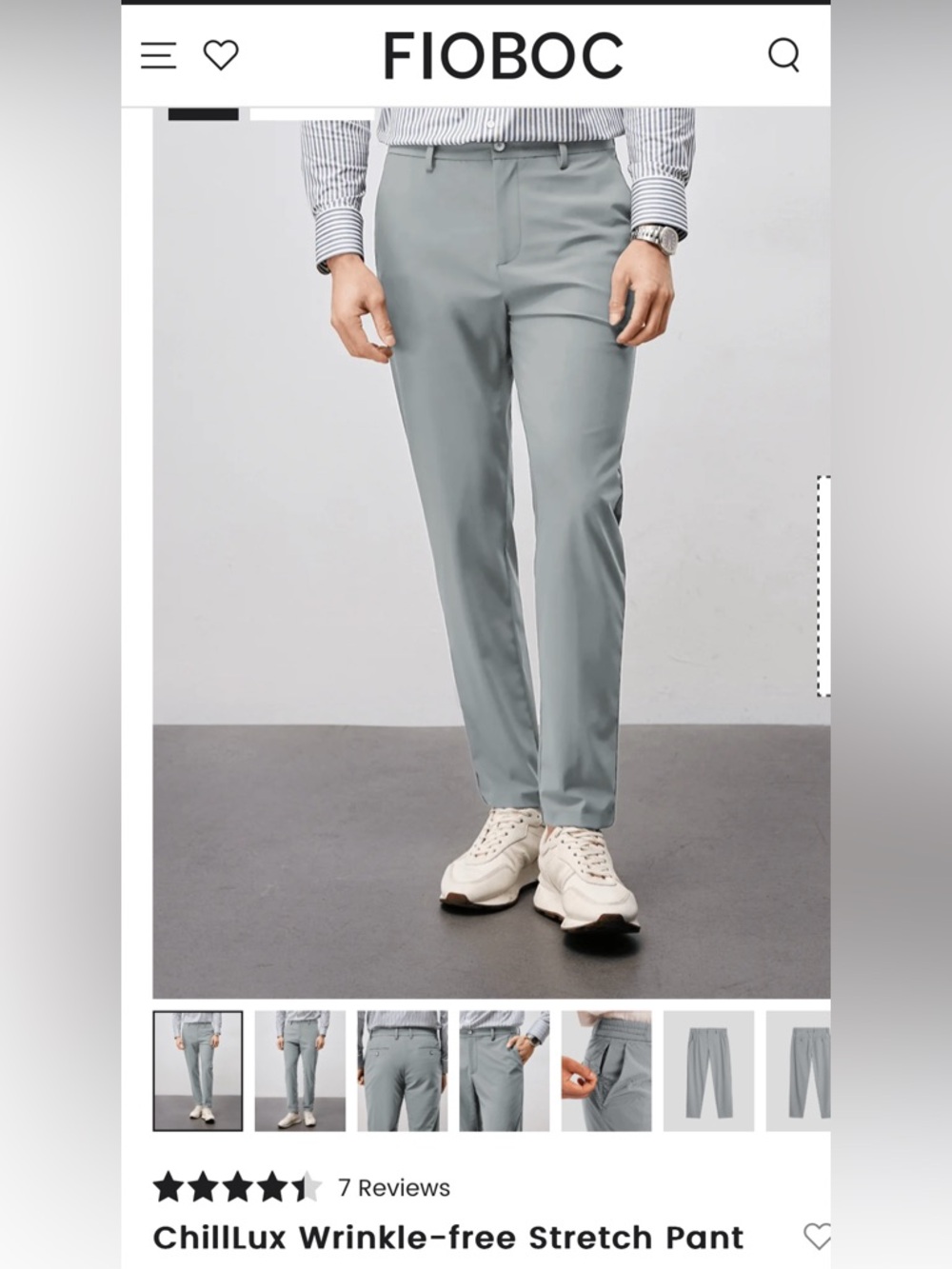 Fioboc Men's Light Gray Slim Dress Pants 31